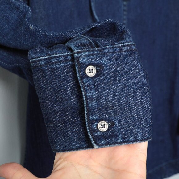 Free People Neapolitan Dreams Blue Denim Tunic Top Cotton Lace Up Shirt Boho - Picture 9 of 10